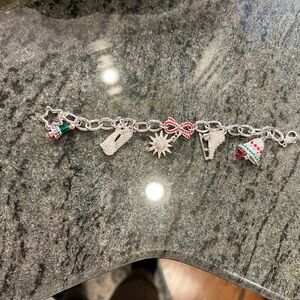 Silver Charm Bracelet with Festive Charms